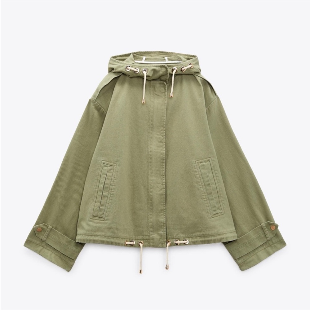 Zara Kids Olive Hooded Cape Jacket